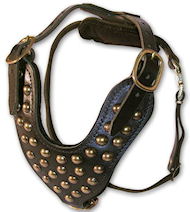 Studded Walking dog harness- handmade leather harness- H15