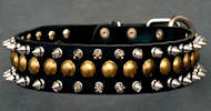 3 Rows Leather Spiked and Studded Dog Collar for Shar Pei-S55 3 Rows Leather Spiked and Studded Dog Collar for Shar Pei-S55