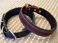 Leather dog collar padded with thick felt for Shar Pei -C24