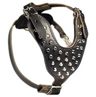 Sharpei Studded Leather Dog Harness with Pyramids Sharpei Studded Leather Dog Harness with Pyramids