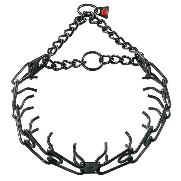 Prong collar of black stainless steel for ill behaved canines