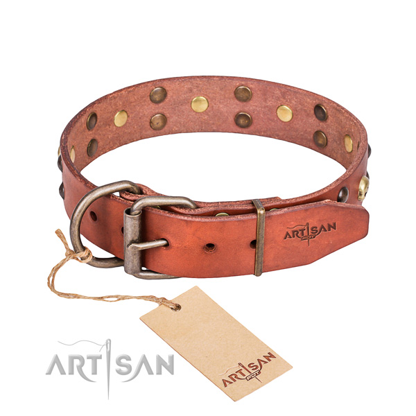 Leather dog collar with smoothed edges for convenient daily use