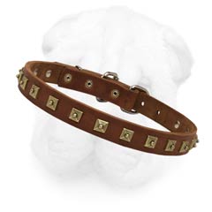 Shar Pei Collar Made of 1 Inch Wide Selected Leather
