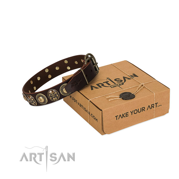 Rust resistant decorations on dog collar for easy wearing