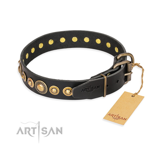 Top notch genuine leather collar handcrafted for your doggie
