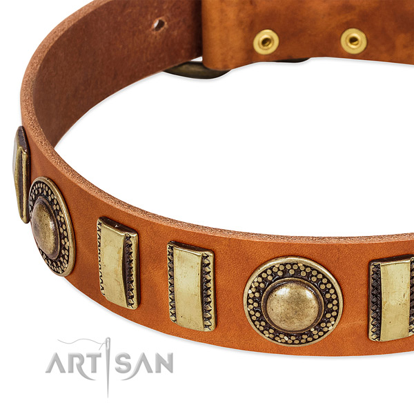 Soft to touch full grain leather dog collar with strong buckle