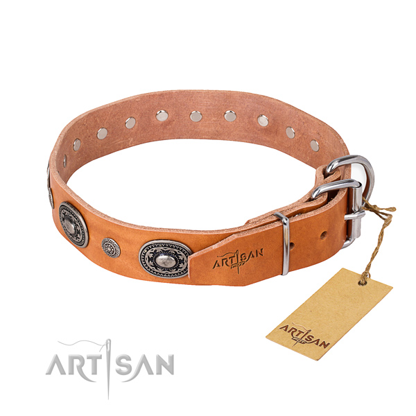Quality genuine leather dog collar handcrafted for everyday use