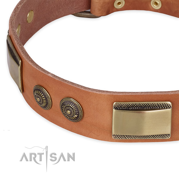 Handcrafted full grain natural leather collar for your impressive pet