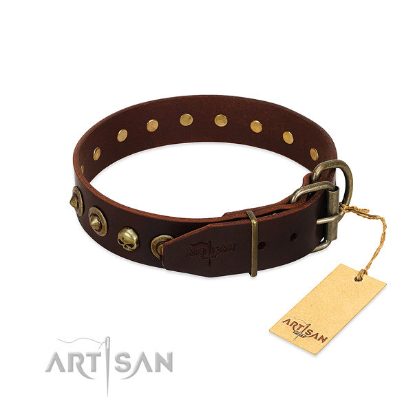 Full grain leather collar with incredible adornments for your doggie