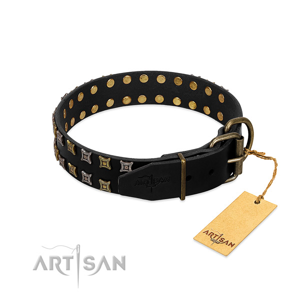 Top notch full grain genuine leather dog collar crafted for your pet